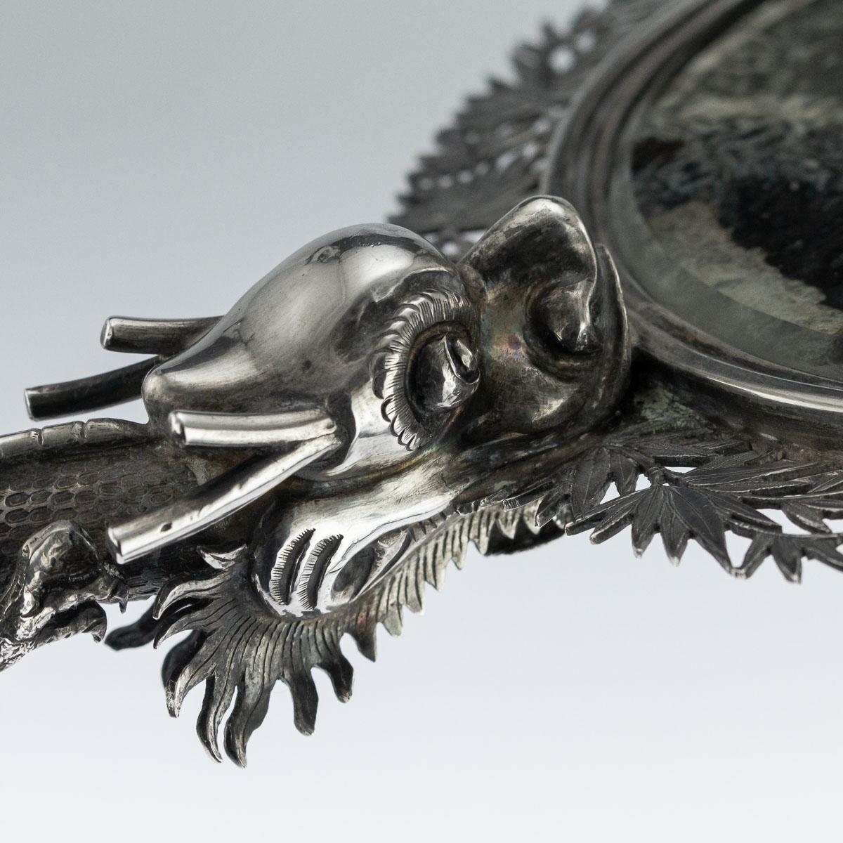19th Century Chinese Export Solid Silver Hand Mirror Wang Hing, circa 1880 3