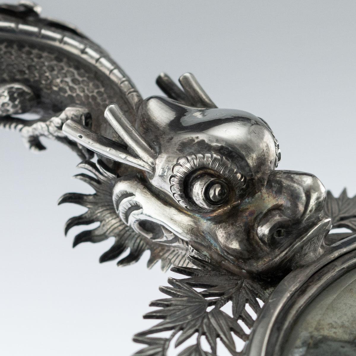19th Century Chinese Export Solid Silver Hand Mirror Wang Hing, circa 1880 4