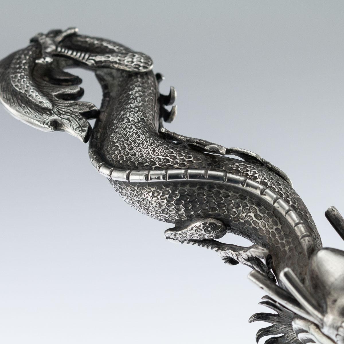 19th Century Chinese Export Solid Silver Hand Mirror Wang Hing, circa 1880 5