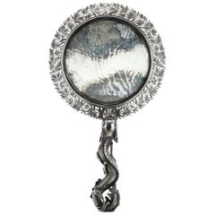 Miroir à main en argent massif d'exportation chinoise du XIXe siècle Wang Hing:: datant d'environ 1880