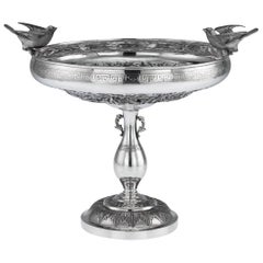 Antique Chinese Export Solid Silver Tazza by Woshing, Shanghai, circa 1880