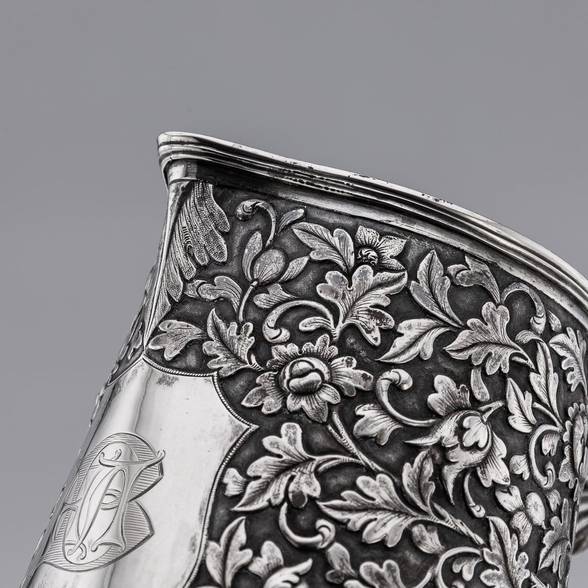 Antiguo aguamanil chino de plata maciza de exportación del siglo XIX, Hoaching, Cantón c.1860 en venta 6