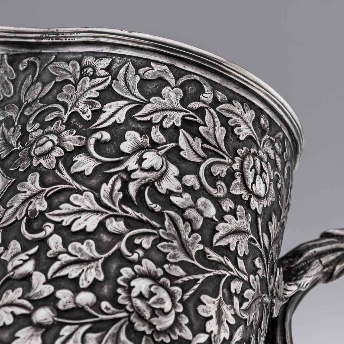 Antiguo aguamanil chino de plata maciza de exportación del siglo XIX, Hoaching, Cantón c.1860 en venta 7