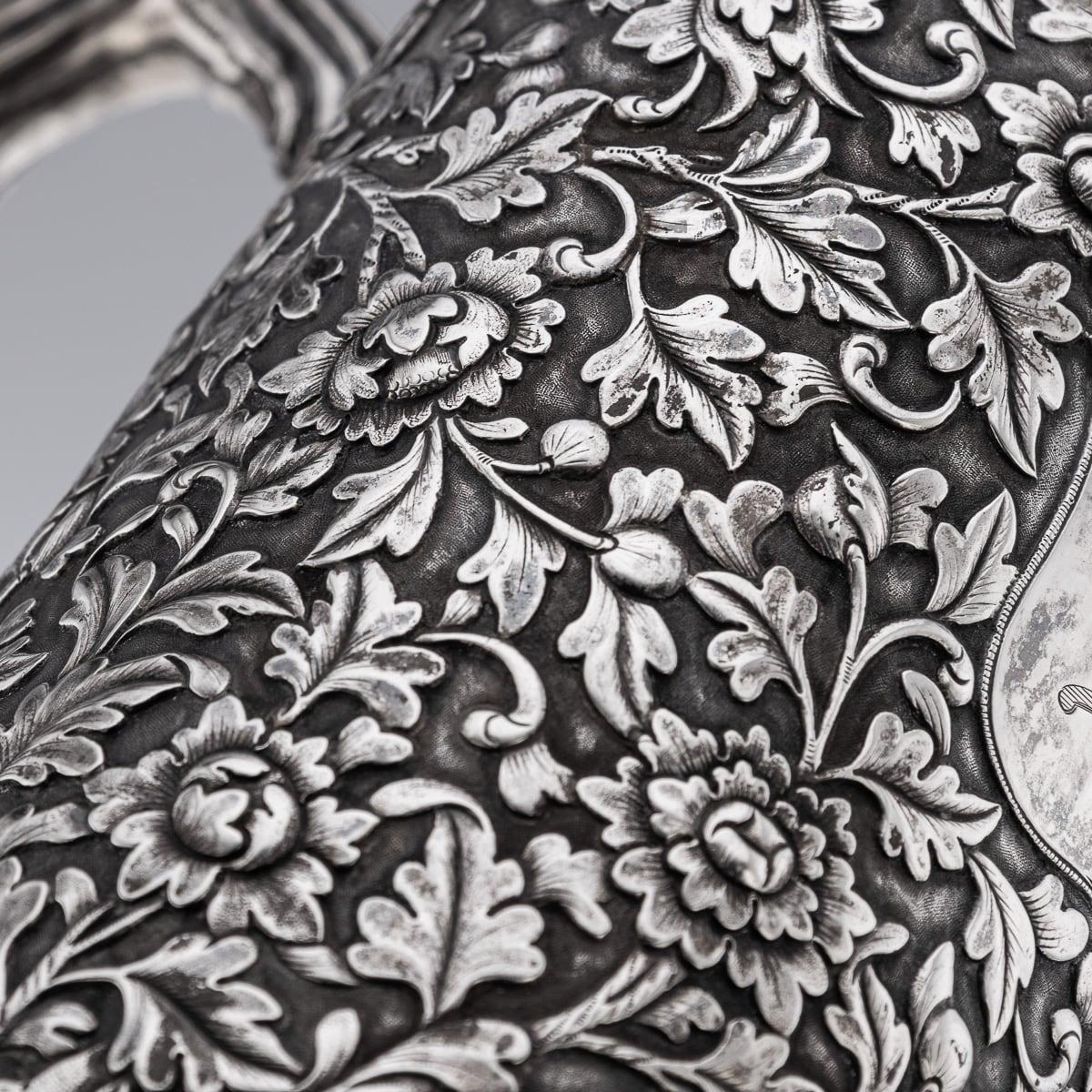 Antiguo aguamanil chino de plata maciza de exportación del siglo XIX, Hoaching, Cantón c.1860 en venta 10