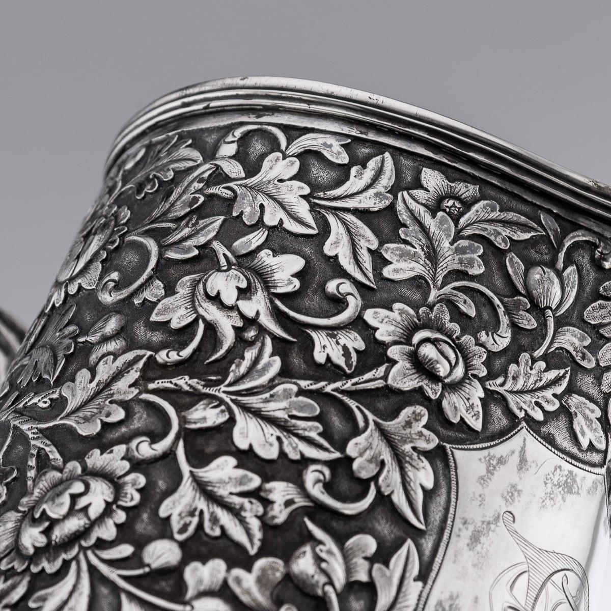 Antiguo aguamanil chino de plata maciza de exportación del siglo XIX, Hoaching, Cantón c.1860 en venta 11