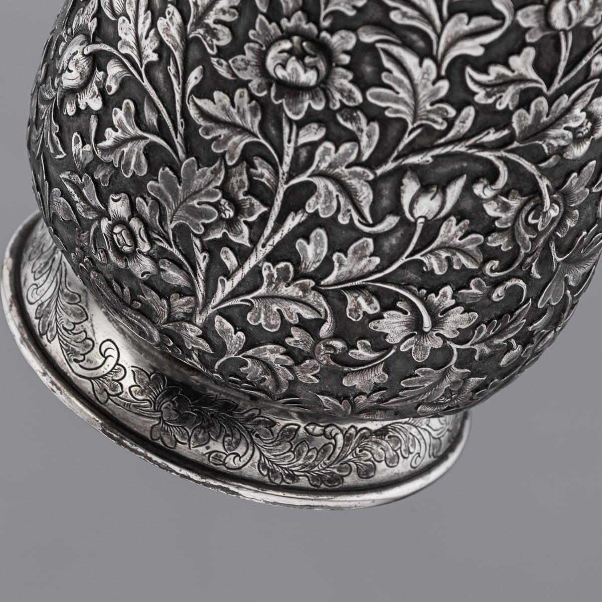 Antiguo aguamanil chino de plata maciza de exportación del siglo XIX, Hoaching, Cantón c.1860 en venta 12
