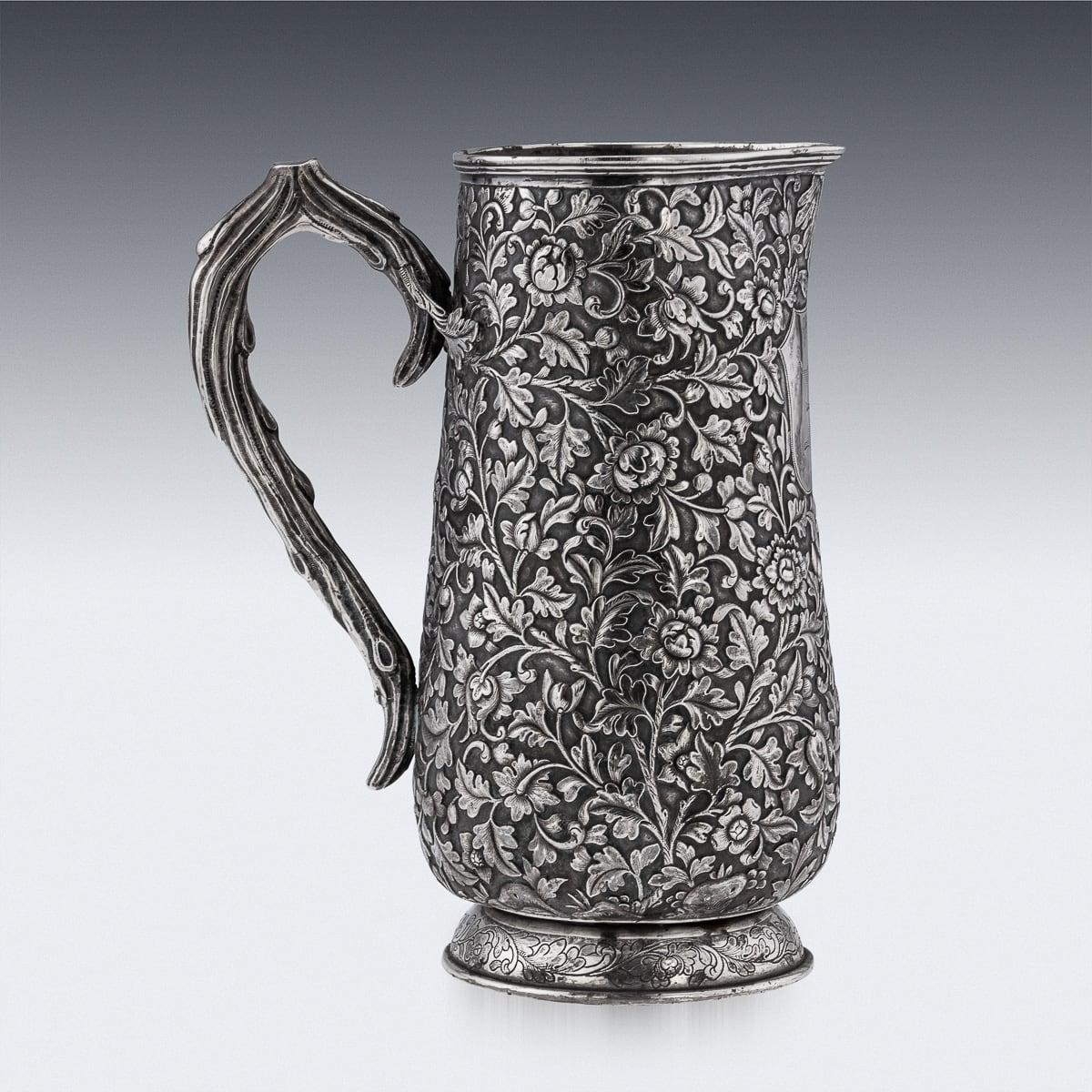 Antiguo aguamanil chino de plata maciza de exportación del siglo XIX, Hoaching, Cantón c.1860 en Bueno estado para la venta en Royal Tunbridge Wells, Kent