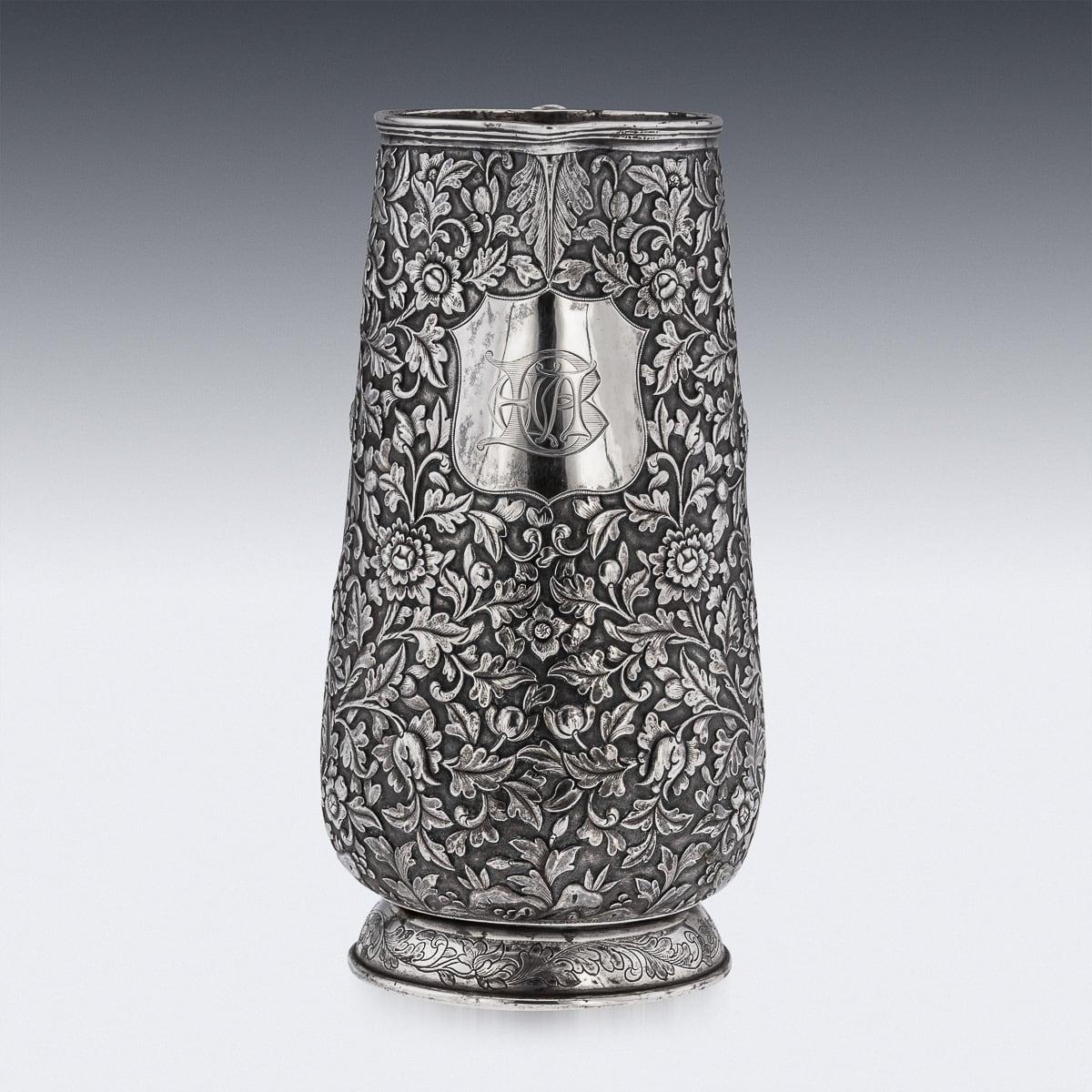 Antiguo aguamanil chino de plata maciza de exportación del siglo XIX, Hoaching, Cantón c.1860 Silver en venta
