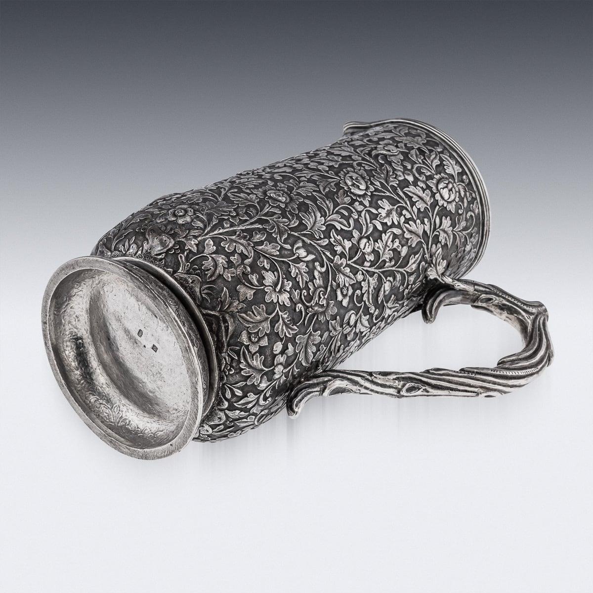 Antiguo aguamanil chino de plata maciza de exportación del siglo XIX, Hoaching, Cantón c.1860 en venta 1