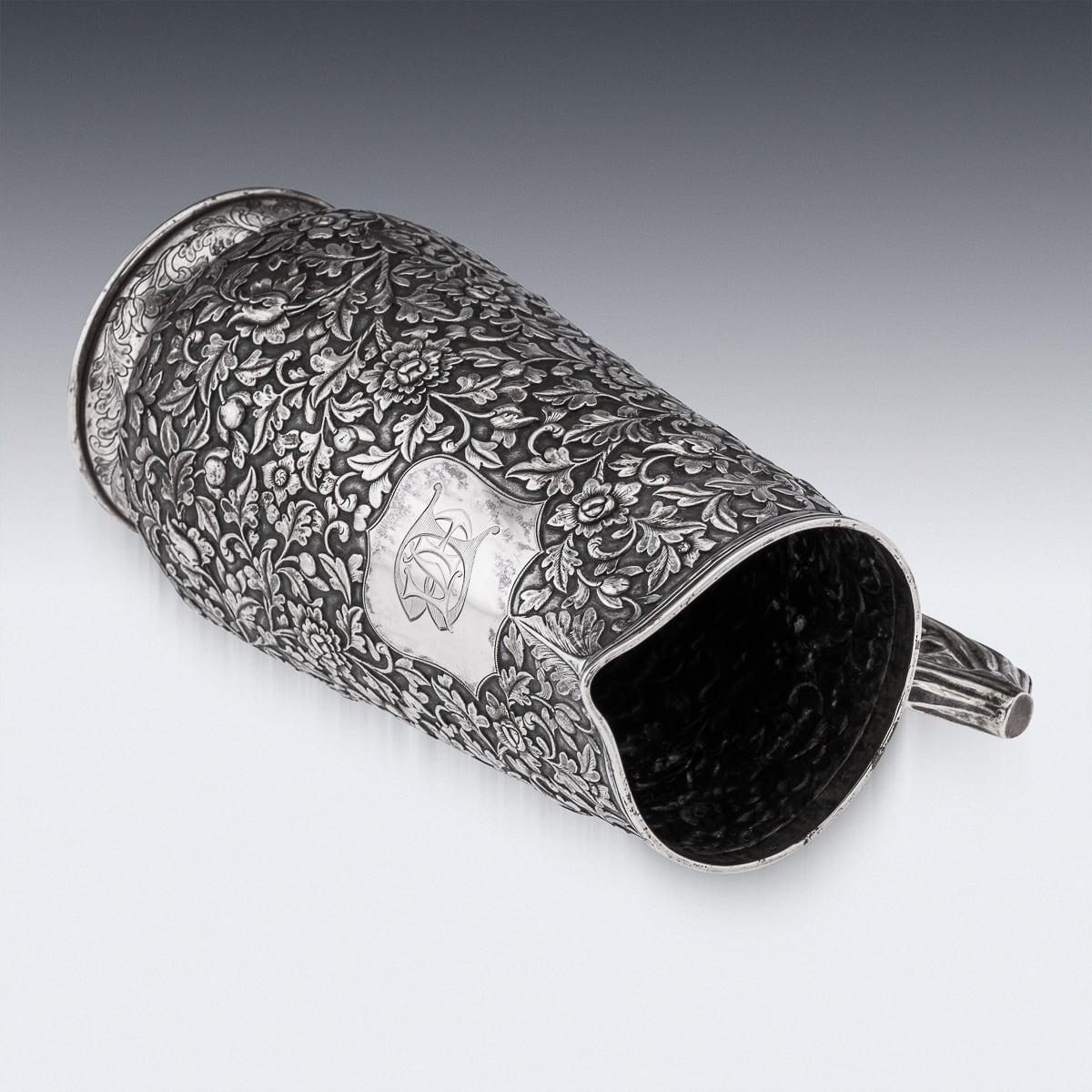 Antiguo aguamanil chino de plata maciza de exportación del siglo XIX, Hoaching, Cantón c.1860 en venta 2