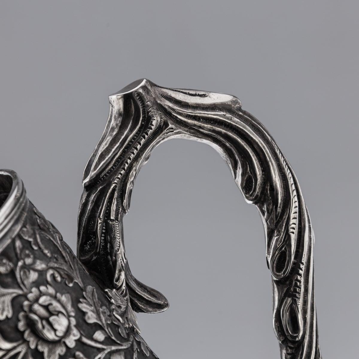 Antiguo aguamanil chino de plata maciza de exportación del siglo XIX, Hoaching, Cantón c.1860 en venta 3