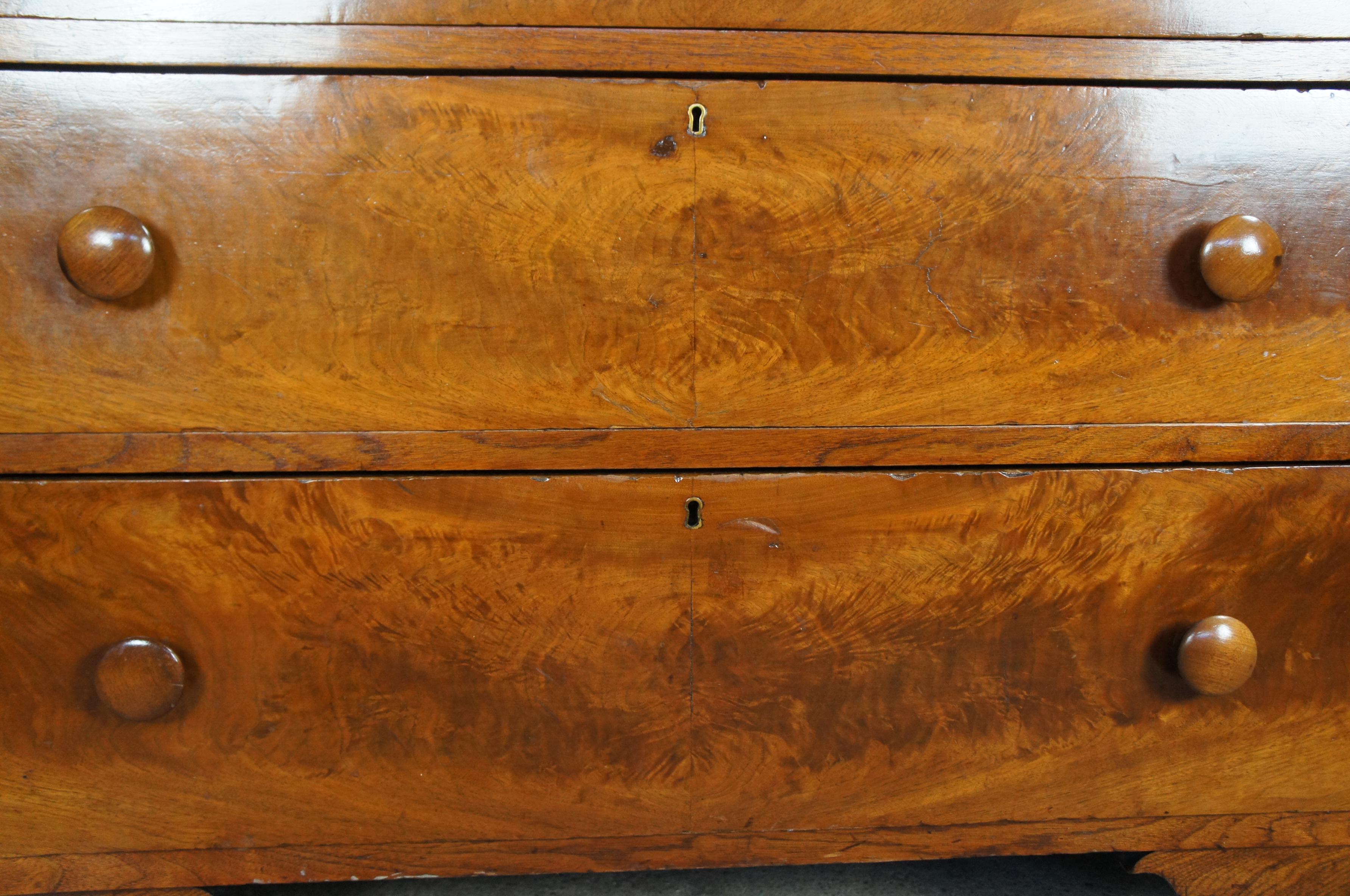 Antique 19thC Early American Walnut Dresser Chest Glovebox Drawers Victorian Era 4