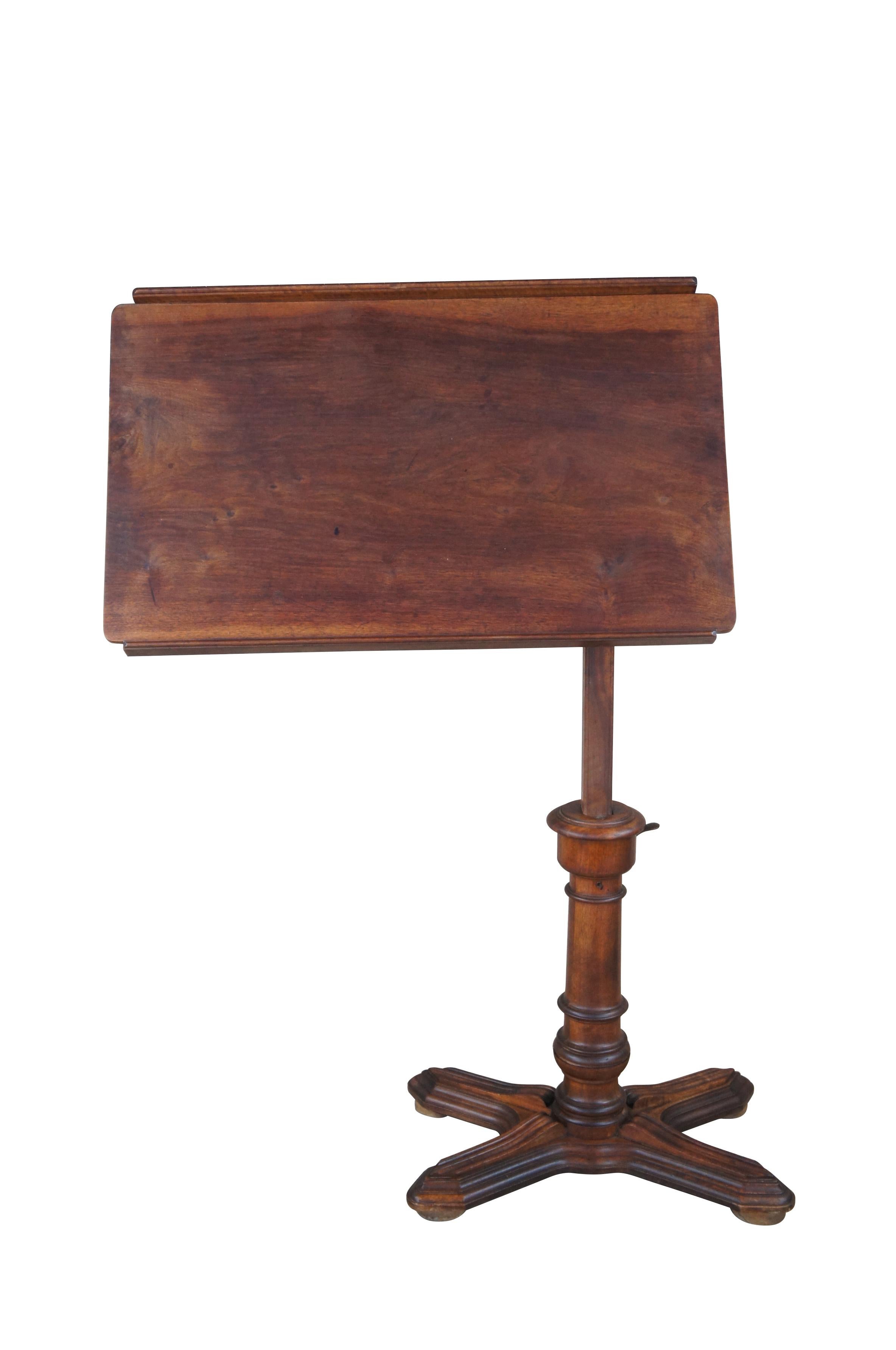 Victorian Antique 19thC Emile Chouanard French Walnut Lectern Drafting Table Easel For Sale