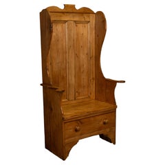 Antica sedia da sala in pino inglese del XIX secolo con cassetto 1860