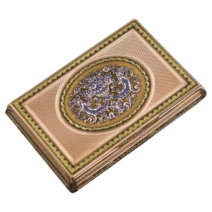 Antique 19thC French 18K Two-Colour Gold & Enamel Snuff Box c.1840