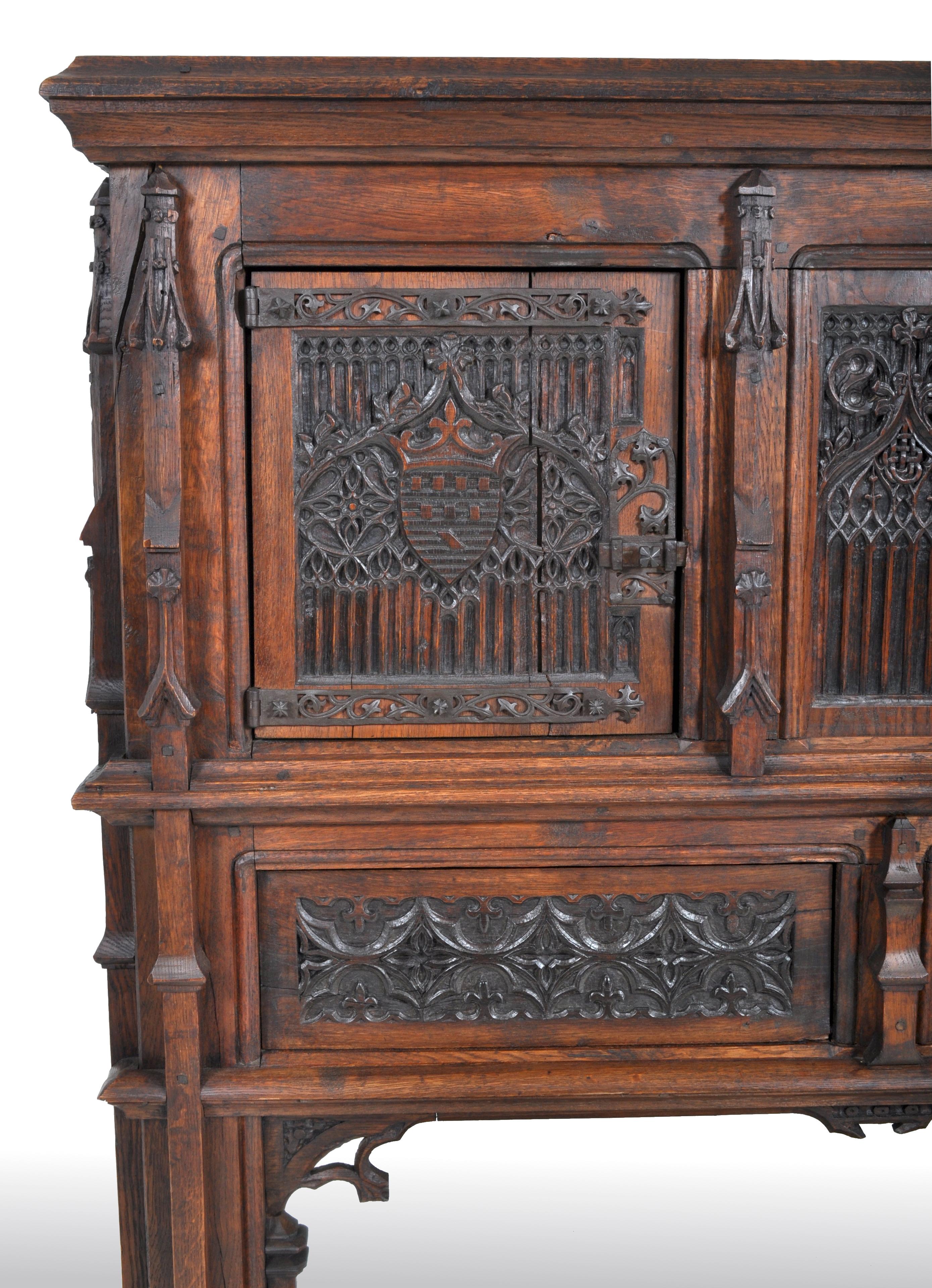 19th Century French Gothic Oak Chalice Court or Sideboard, circa 1860 5