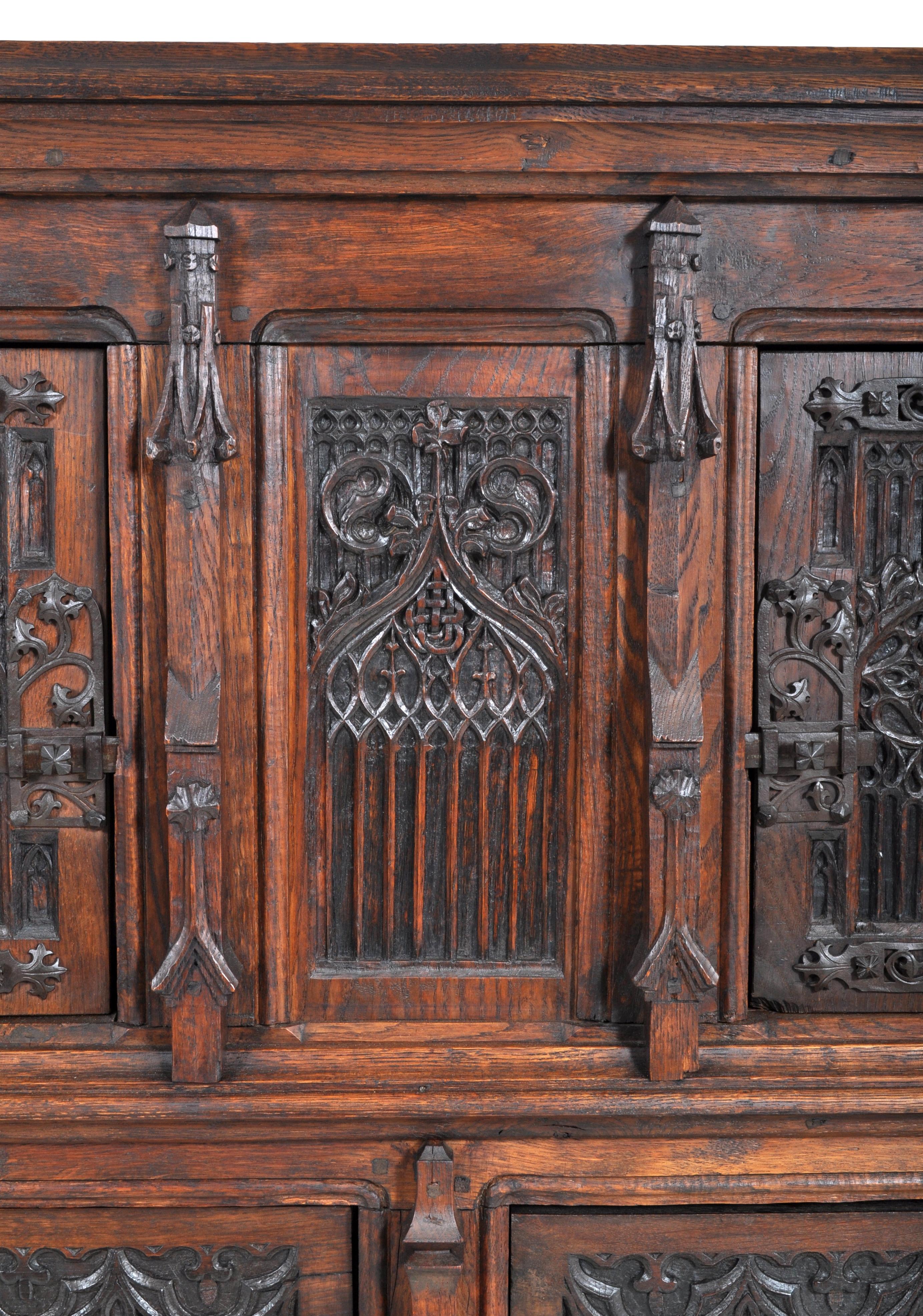 19th Century French Gothic Oak Chalice Court or Sideboard, circa 1860 6