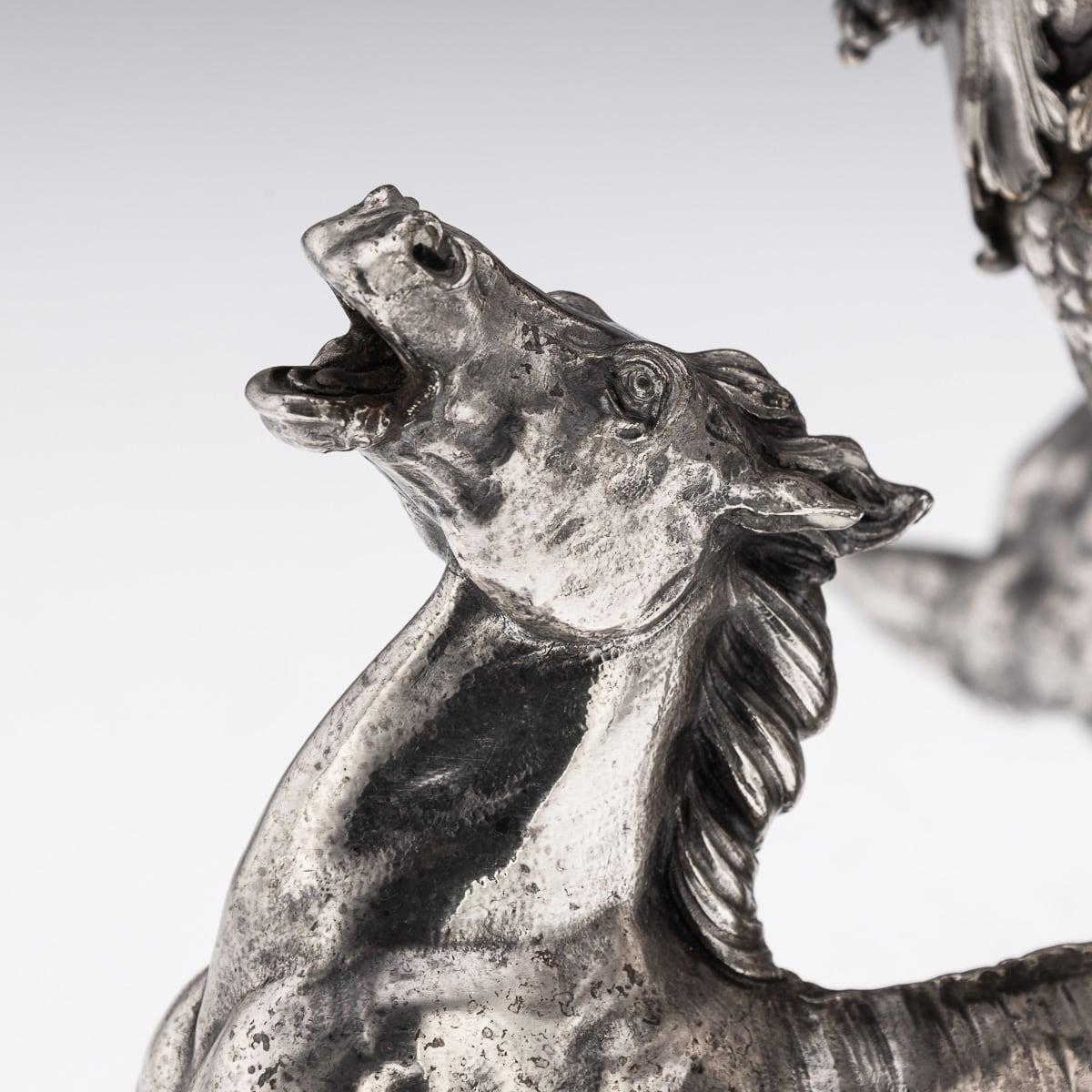 Antike 19. Jahrhundert Französisch Silber Platte Hippocampi, Meerjungfrau & Shell Centrepiece c.1890 im Angebot 7