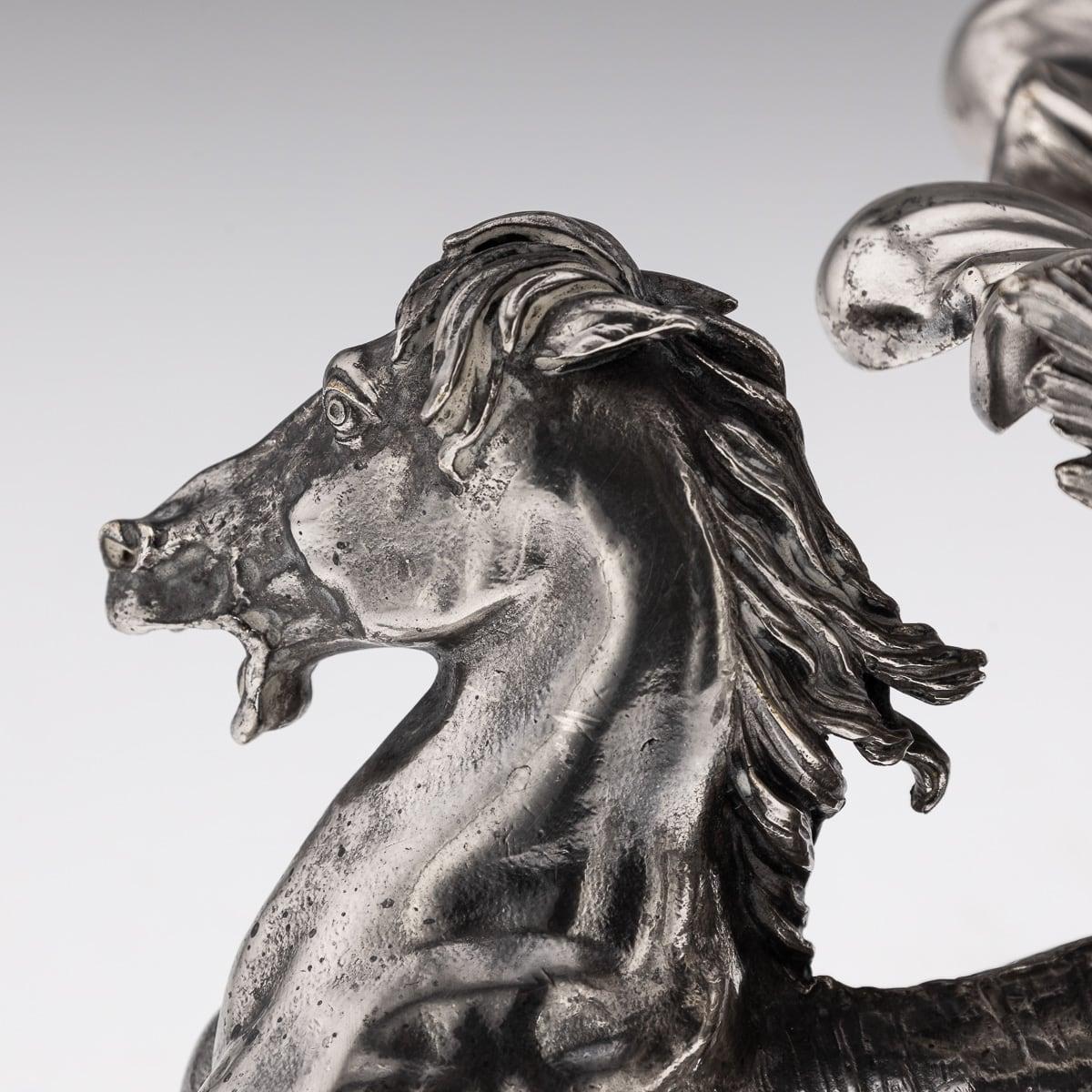 Antike 19. Jahrhundert Französisch Silber Platte Hippocampi, Meerjungfrau & Shell Centrepiece c.1890 im Angebot 10