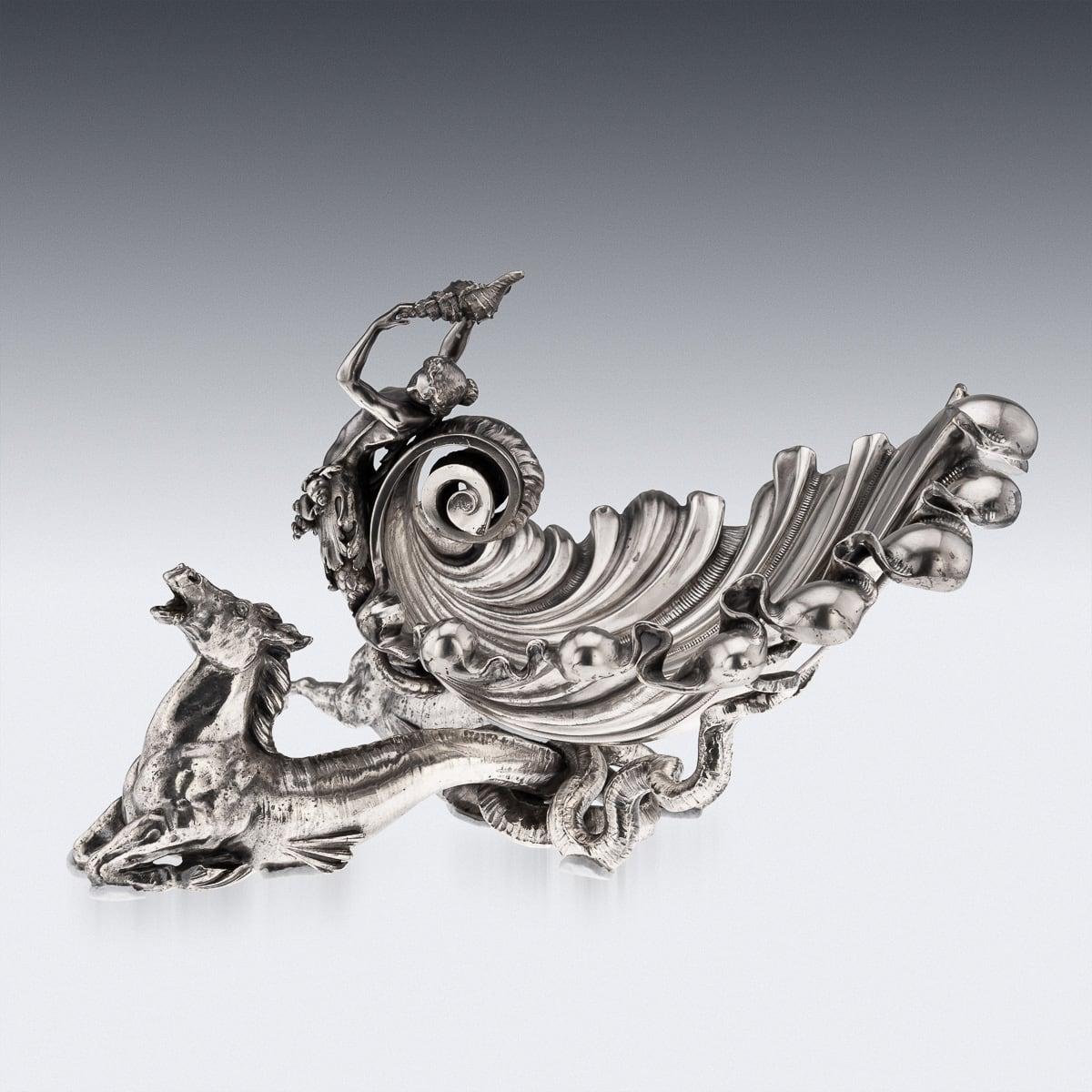 Antike 19. Jahrhundert Französisch Silber Platte Hippocampi, Meerjungfrau & Shell Centrepiece c.1890 (Sonstiges) im Angebot