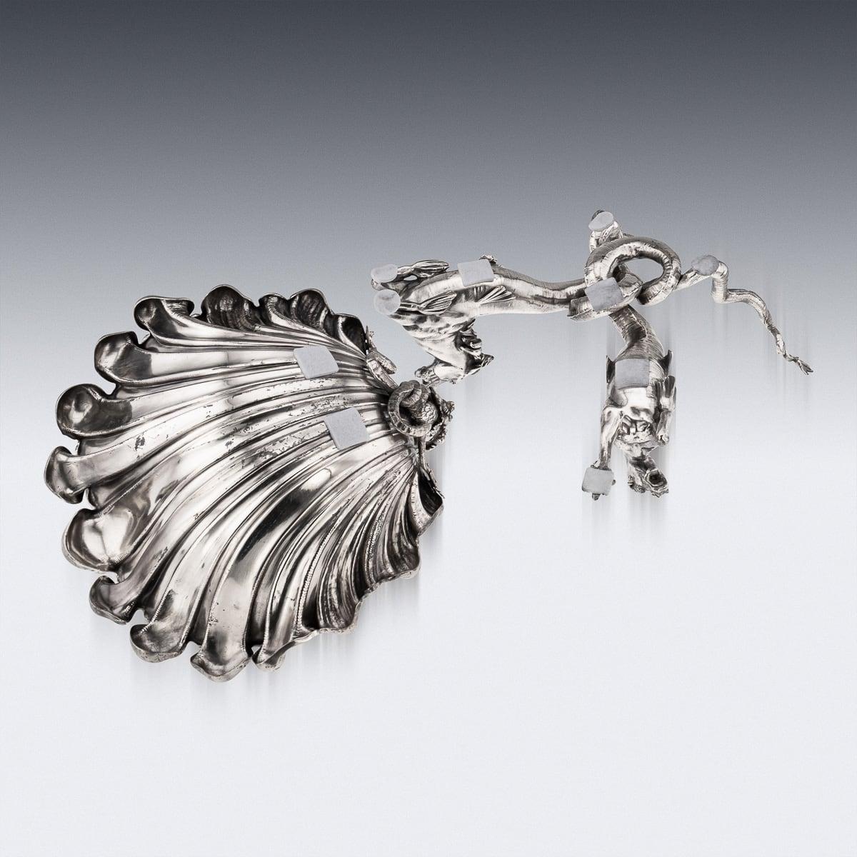 Antike 19. Jahrhundert Französisch Silber Platte Hippocampi, Meerjungfrau & Shell Centrepiece c.1890 im Angebot 2