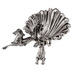 Antique 19thC French Silver Plate Hippocampi, Mermaid & Shell Centrepiece c.1890