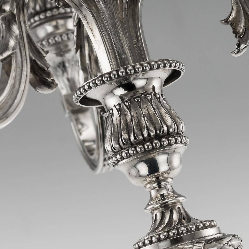 Antique 19th Century French Solid Silver Pair of Four-Light Candelabra, Odiot 3