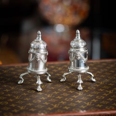 Antique 19thC French Solid Silver Salt And Pepper Mills, Odiot, Paris c.1880