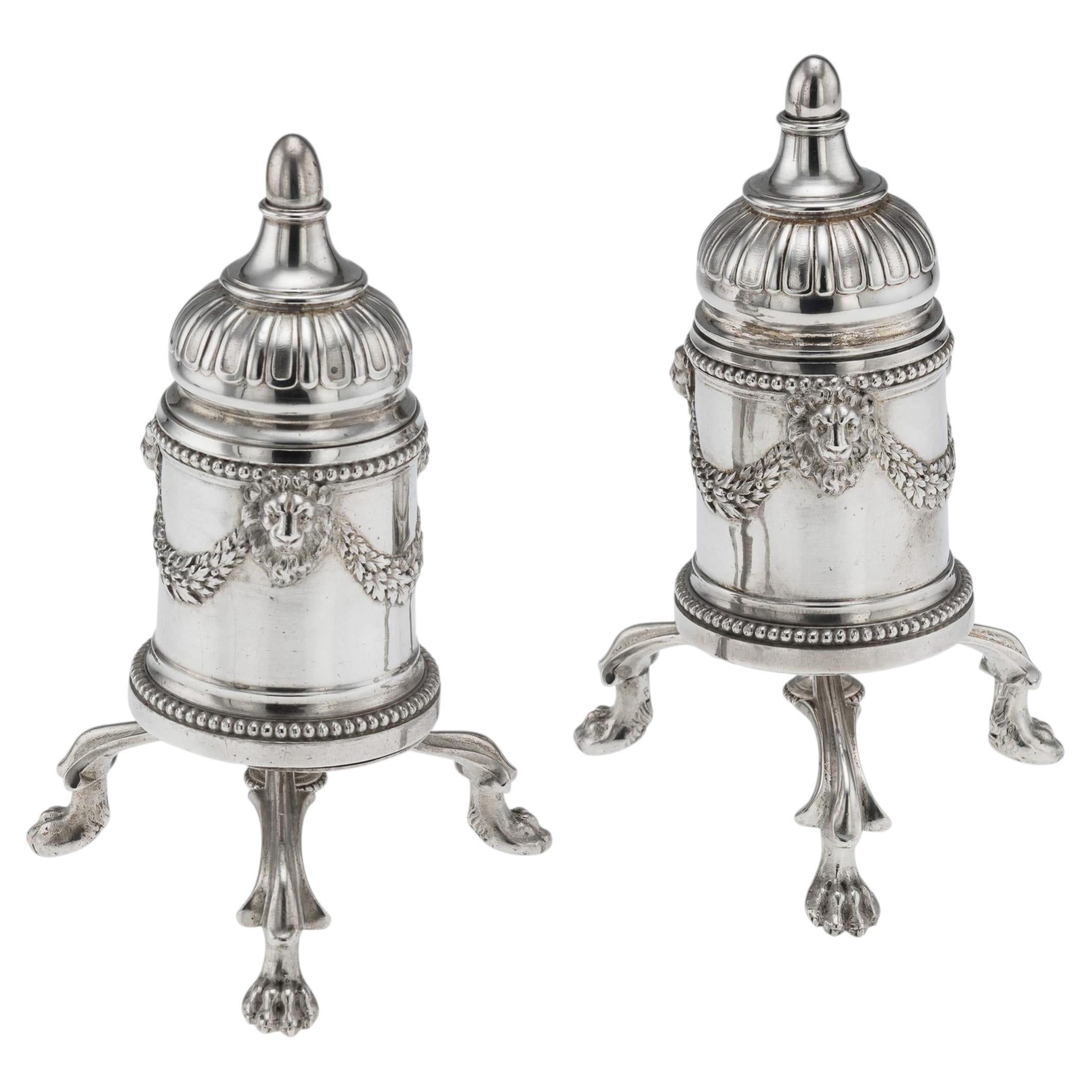 Antique 19thC French Solid Silver Salt And Pepper Mills, Odiot, Paris c.1880
