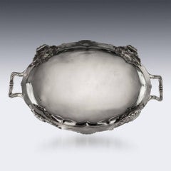 Antique 19th Century Georgian Solid Silver Crested Tray, John Bridge, circa 1824