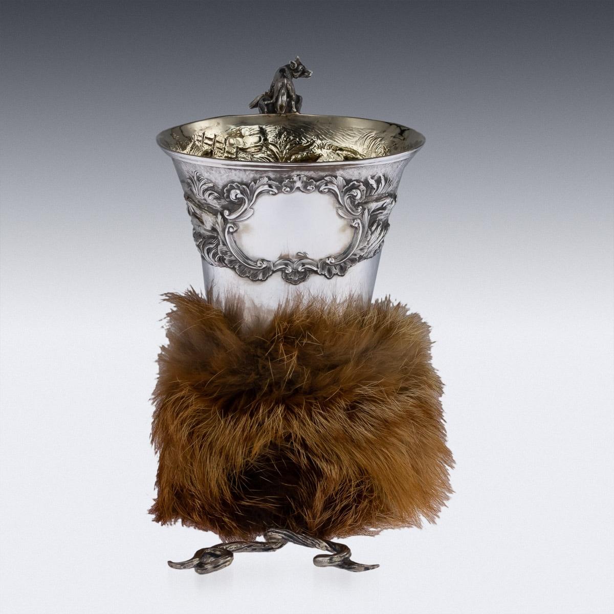 English Antique Georgian Solid Silver Fox Stirrup Cup, Reily & Storer, circa 1832