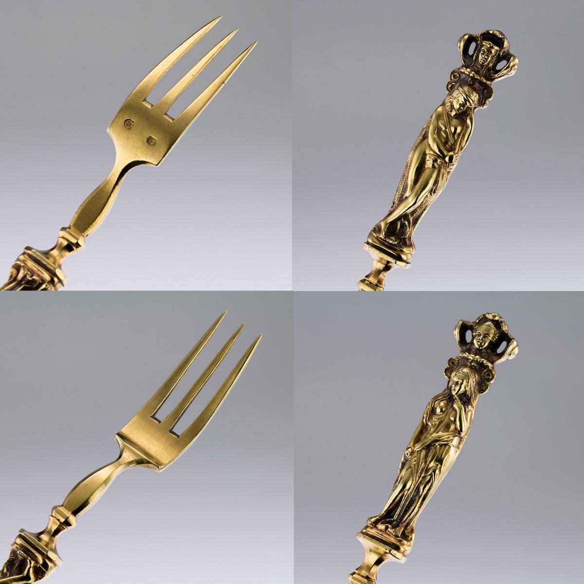 Antique German 14-Karat Solid Gold Renaissance Style Cutlery Service, circa 1830 1