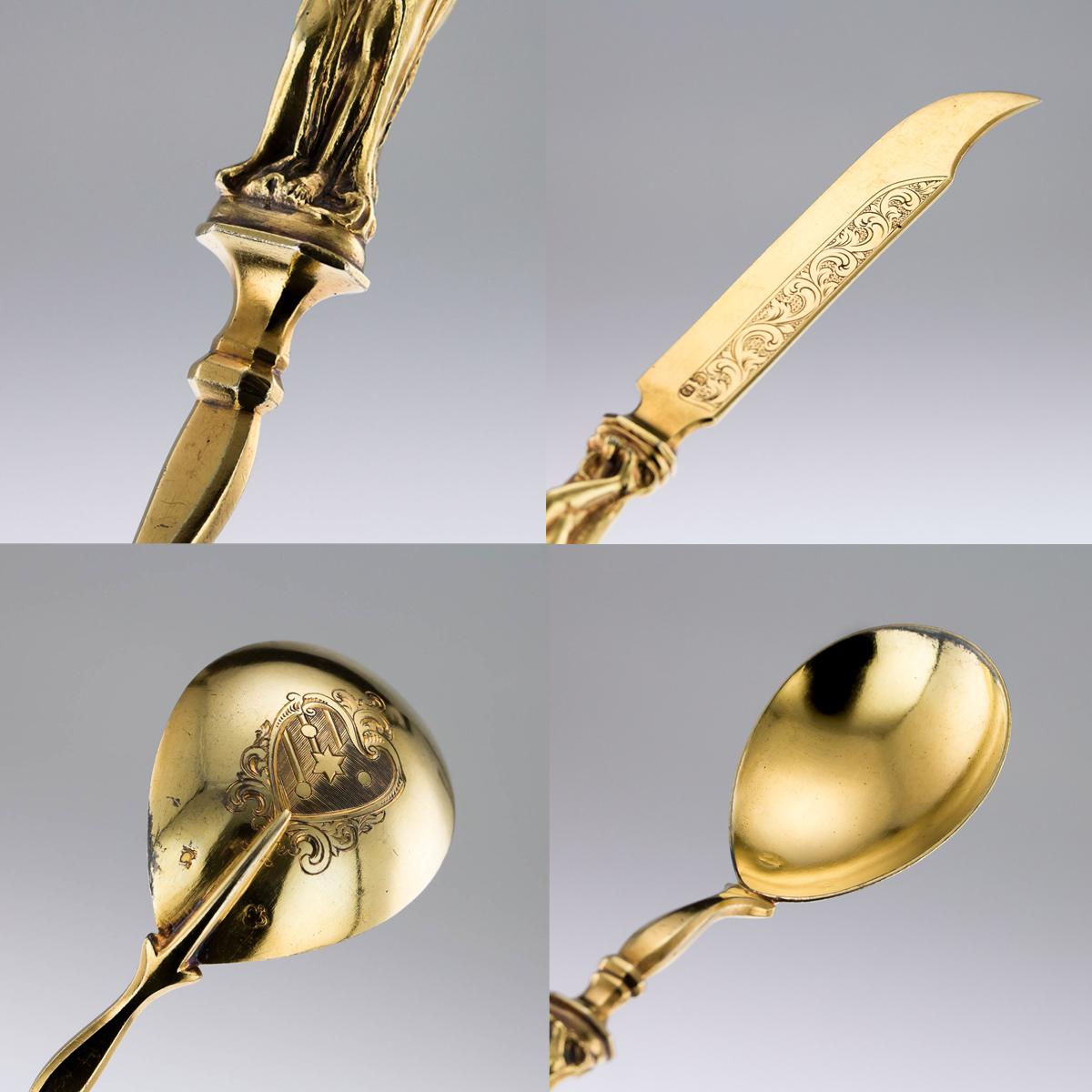 Antique German 14-Karat Solid Gold Renaissance Style Cutlery Service, circa 1830 2