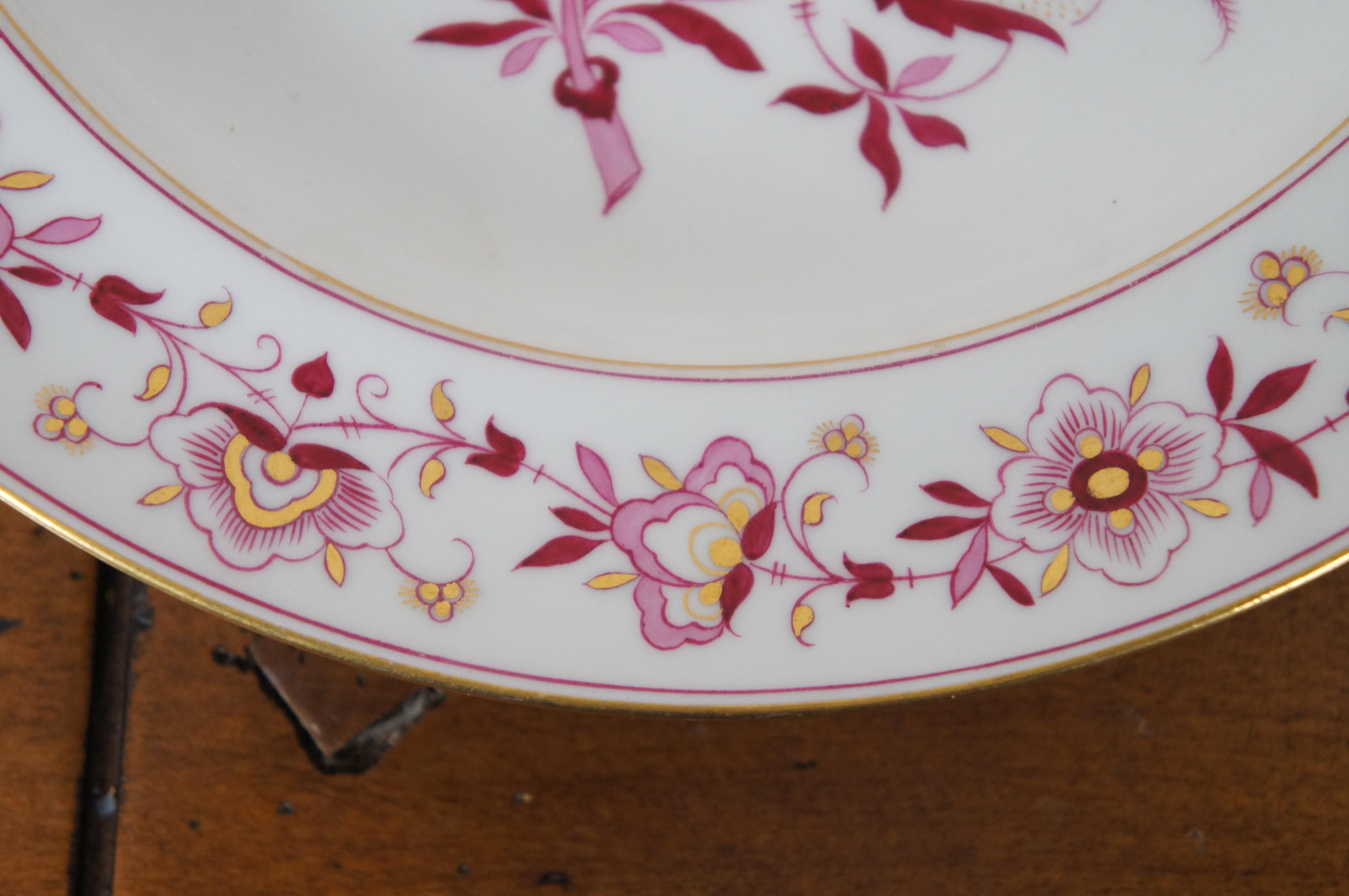 19th Century Antique 19thC German Dresden Meissen 1815-1860 Pink Floral Dinner Plate 9