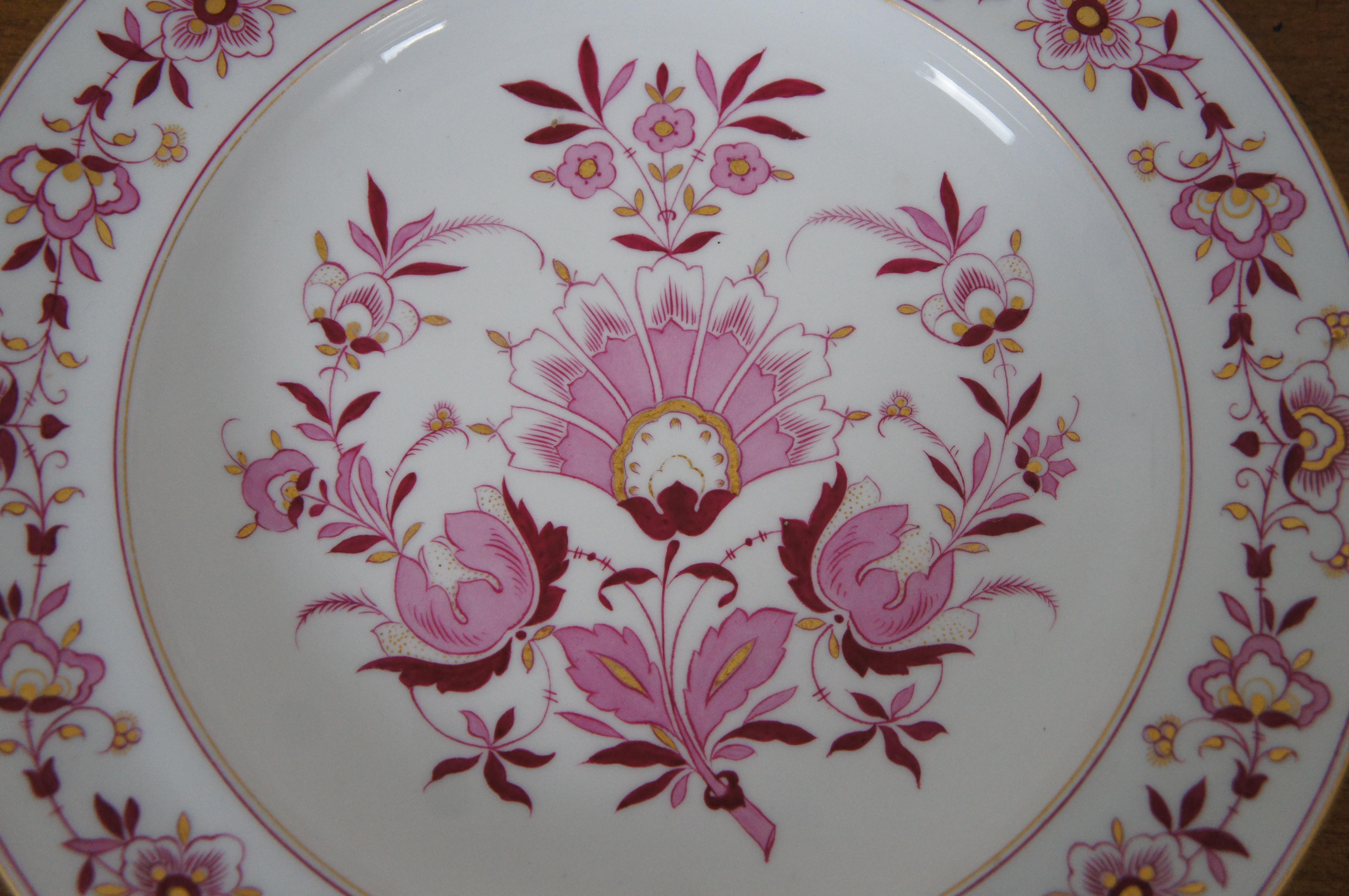 Porcelain Antique 19thC German Dresden Meissen 1815-1860 Pink Floral Dinner Plate 9