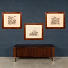 Antique 19thC German Set Of Three Framed Woodcuts From "Triumphs Of Maximilian"