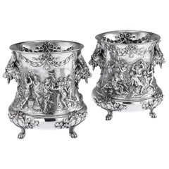 19th Century German Solid Silver Wine Coolers, Georg Roth, Hanau, circa 1890