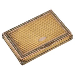 Antique 19thC German Three Colour Solid Gold Snuff Box, Hanau c.1850