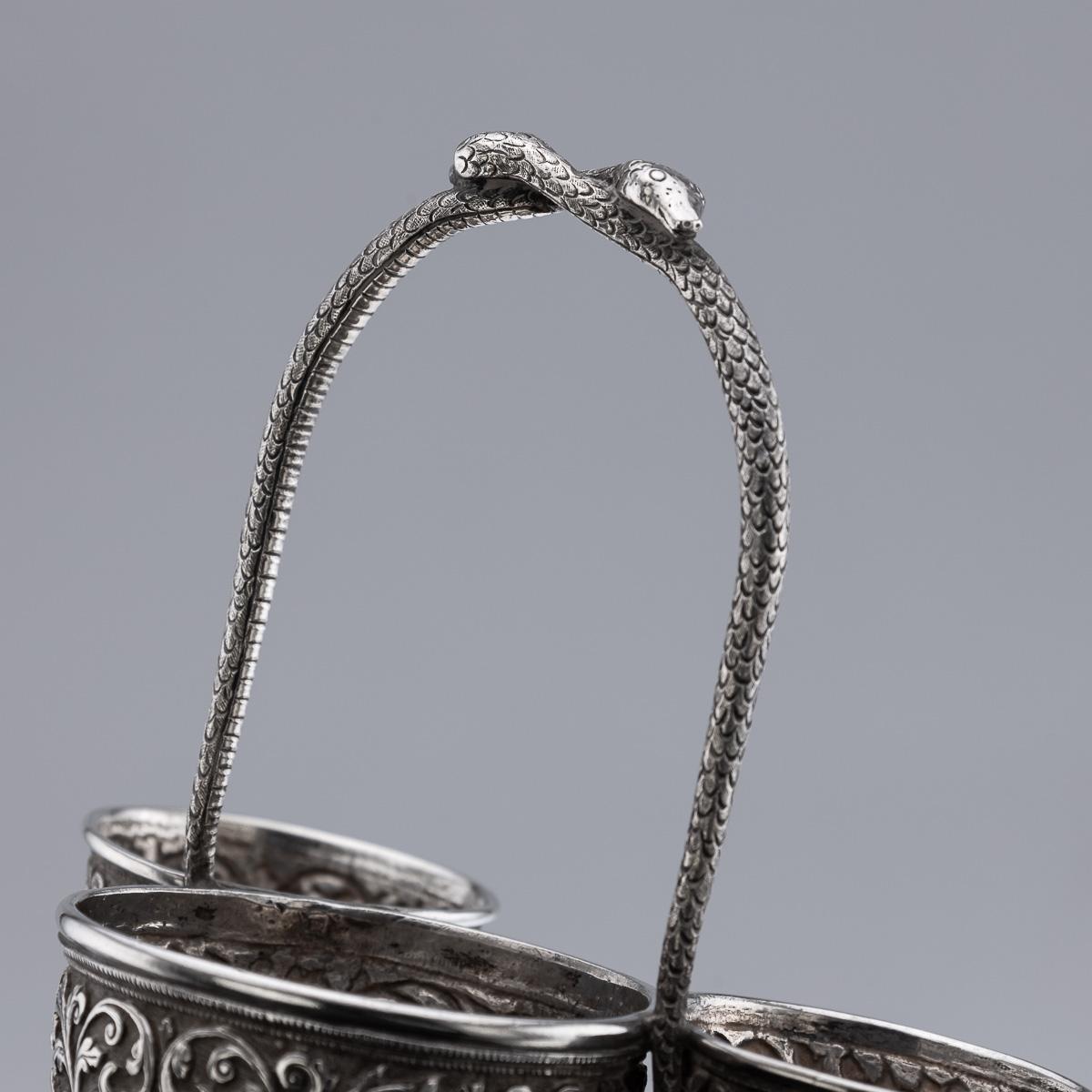 Ancien service à condiments en argent massif indien du XIXe siècle, Oomersi Mawji, Bhuj c.1890 en vente 7