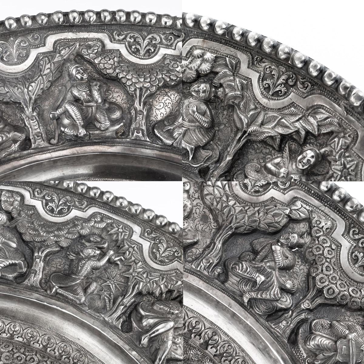 19th Century Indian Solid Silver Large Decorative Dish, Poona, circa 1880 8