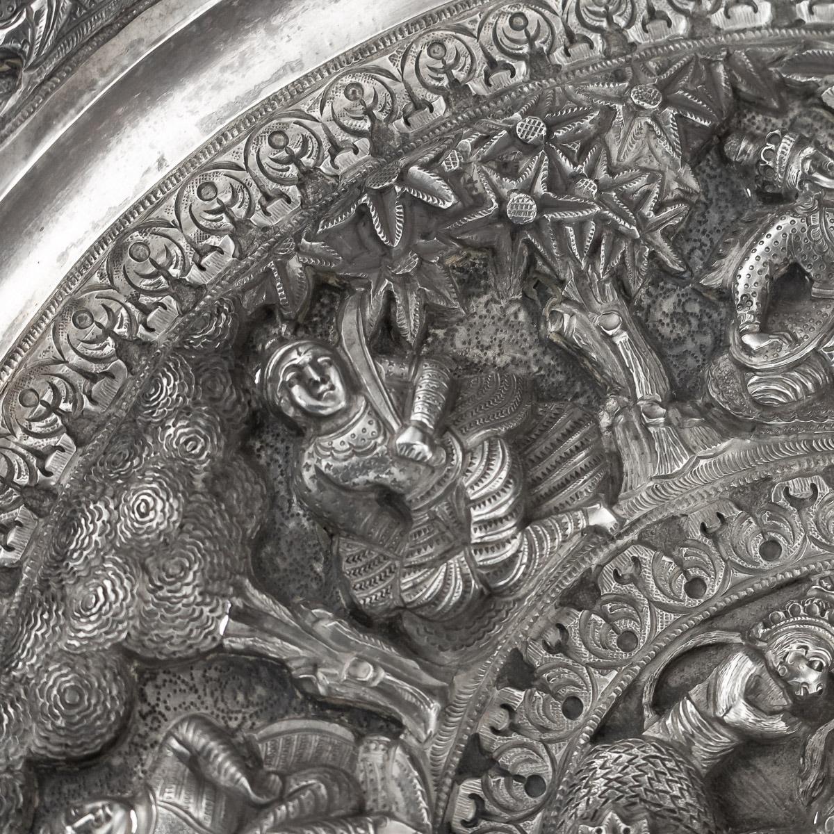19th Century Indian Solid Silver Large Decorative Dish, Poona, circa 1880 5