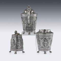19th Century Indian Solid Silver Tea Set, Cooke and Kelvey, Calcutta, circa 1880