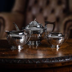 Antique 19thC Indian Style Three Piece Solid Silver Tea Set, Reed & Barton c1900
