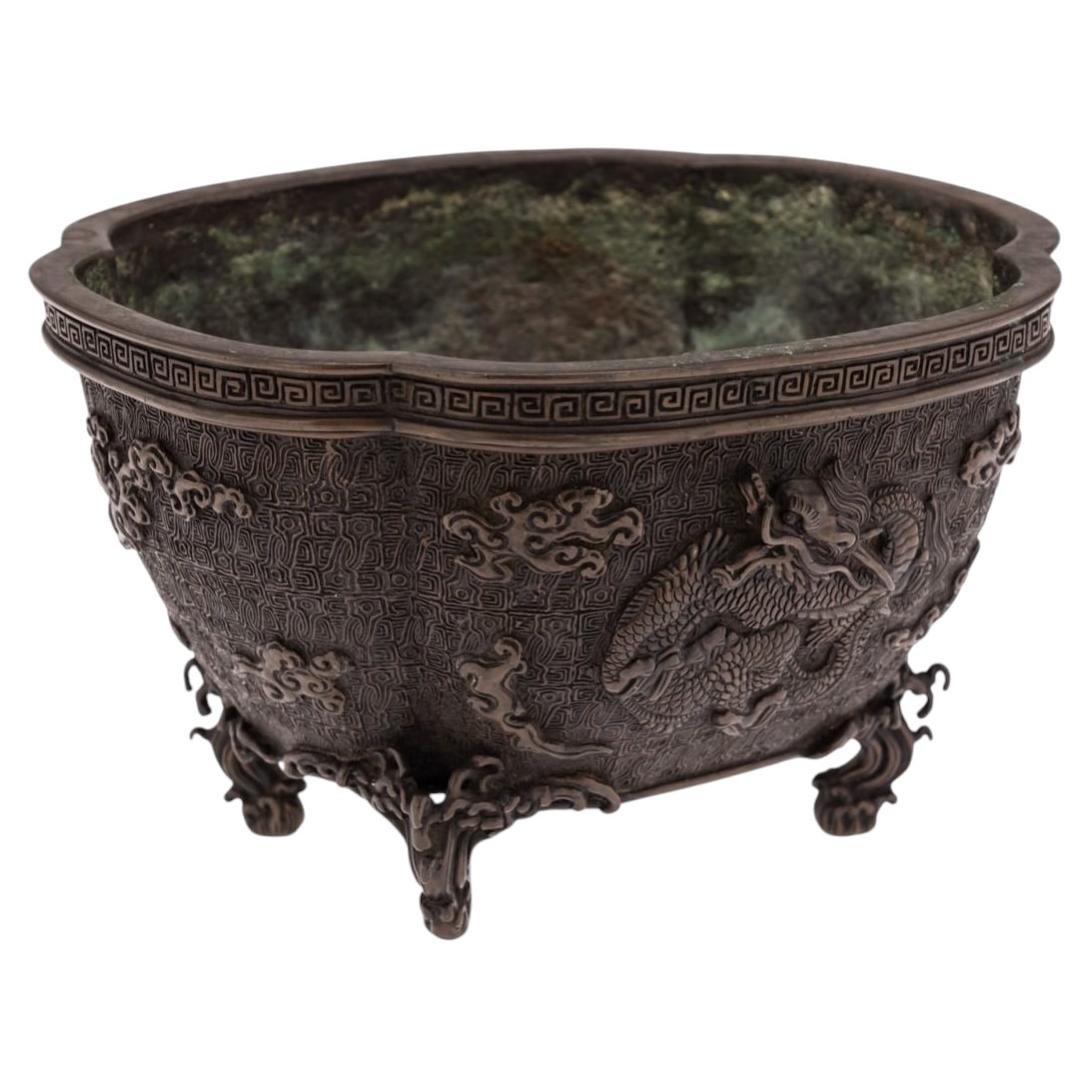 Antique 19thC Japanese Bronze Vessel In The Style Of The 17thC Edo Period