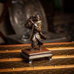 Antique 19thC Japanese Gilt Bronze Figure Of A Kawaraban By Miyao Eisuke Company