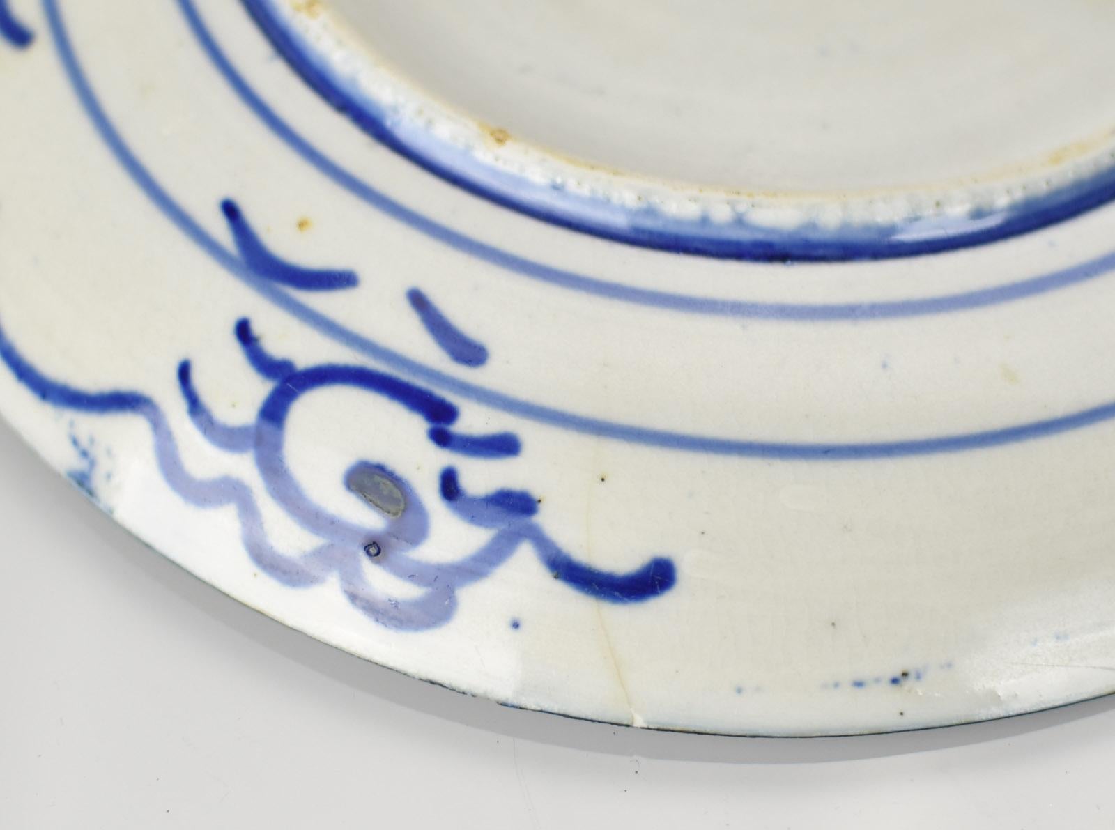 Late 19th Century Antique 19thC Japanese Meiji Imari Blue & White Chintz Porcelain Plate Charger For Sale