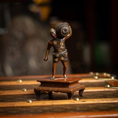 Antique 19thC Japanese Meiji Period Gilt Bronze Figure Of A Labourer By Miyao Ei