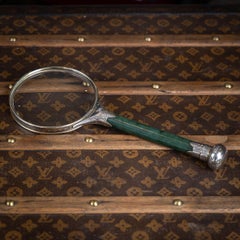 Antique 19thC Oriental Style Solid Silver & Spinach Jade Magnifying Glass c.1880