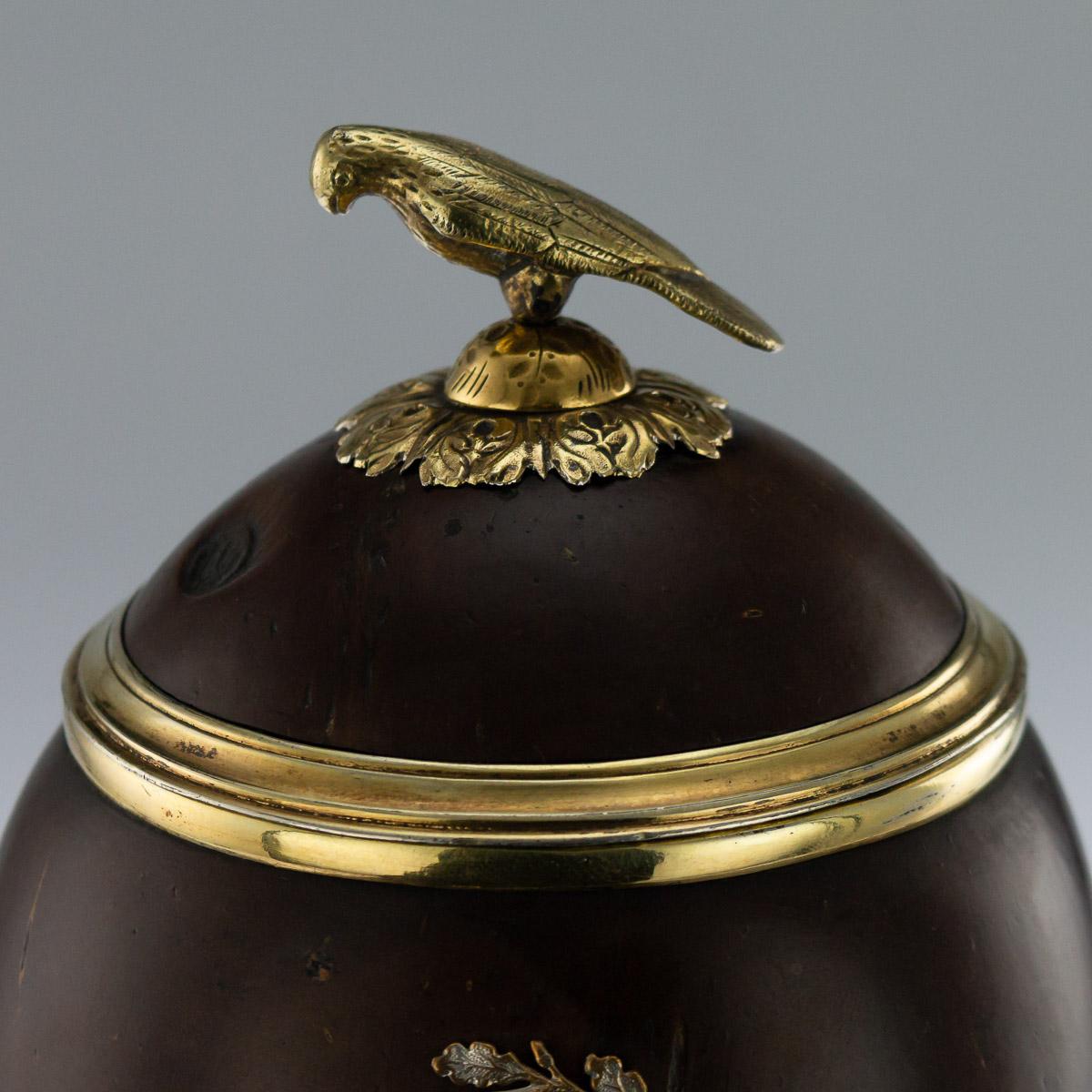 Antique Russian Silver-Gilt Mounted Coconut Lidded Cup, Tula, circa 1825 4