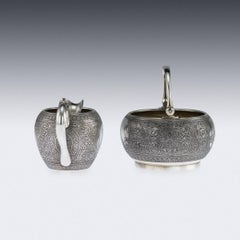 19th Century Russian Silver & Niello Sugar Bowl & Cream Jug, Moscow, circa 1892